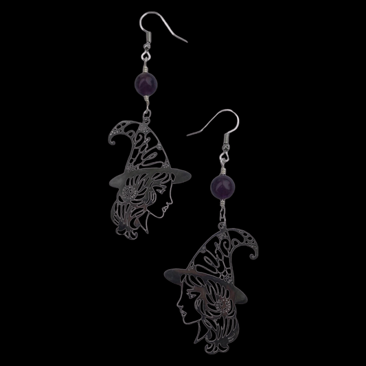 Amethyst Witch Earrings
